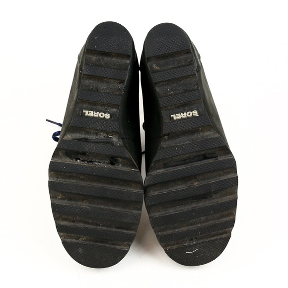 SOREL BLACK WEATHERPROOF WEDGE ANKLE BOOTS sz 7.5 - Picture 5 of 6